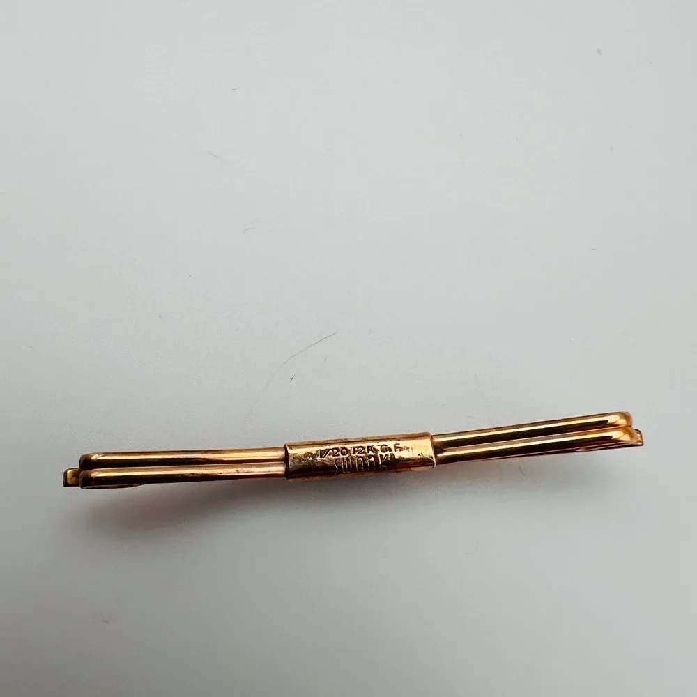 Swank Vintage Mens Collar Bar Gold Filled Curved Clip On Accessory